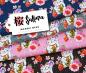Preview: Baumwollsweat SAKURA Maneki Neko Blue Navy Hamburger Liebe